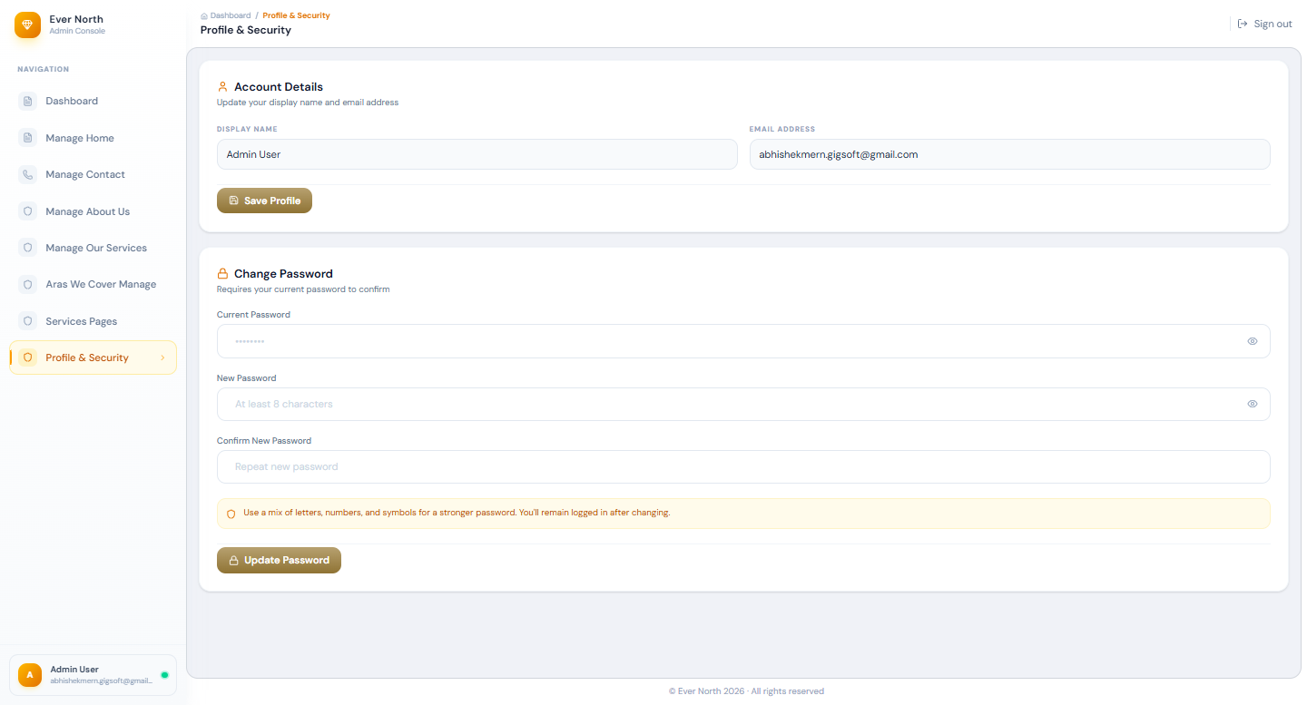 EverNorth — CMS-Driven Website Platform with Full Admin Control