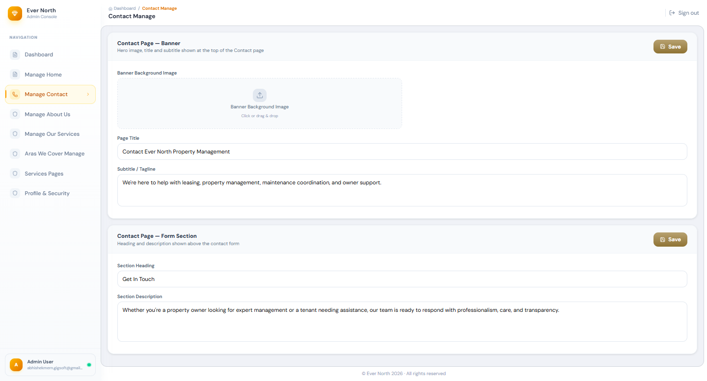 EverNorth — CMS-Driven Website Platform with Full Admin Control
