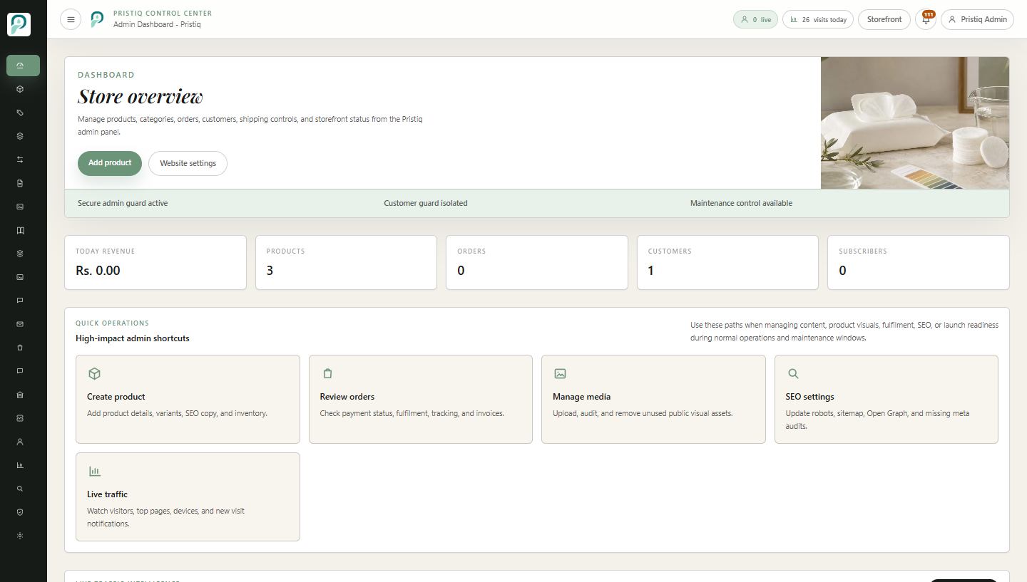 Pristiq — Laravel E-commerce Website & Admin Panel